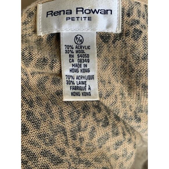 Rena Rowan Leopard Button Front Cardigan Sweater long sleeve brown Sz M/p - Picture 4 of 12